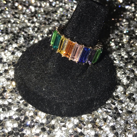 Multicolored Crystal Baguette Ring - Picture 4 of 4